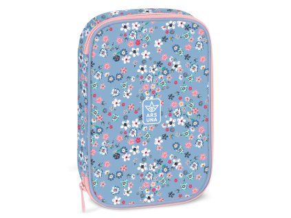Školní penál Ars Una Pearl Blossom Blue s klopou