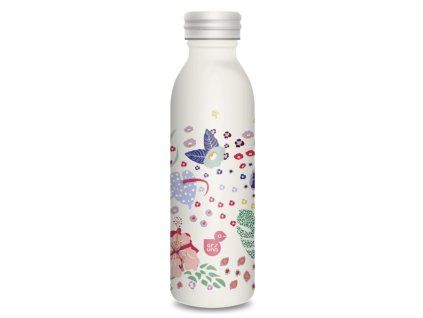 Termoláhev Ars Una Cream Hibiscus 600 ml – nerezová termo láhev s květinovým motivem
