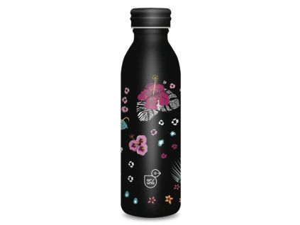 Termoláhev Ars Una Black Hibiscus 600 ml – nerezová termo láhev s květinovým motivem