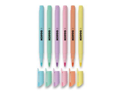 Zvýrazňovače Kores Style Brush Marker – 6 pastelových barev
