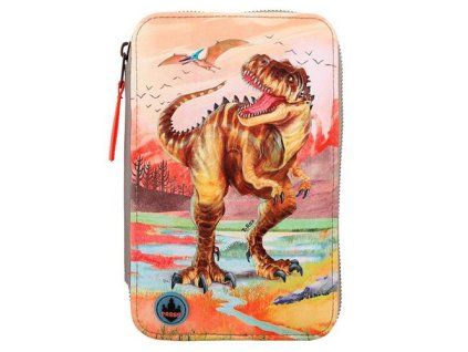 Třípatrový školní penál Dino World 9 s LED efektem a výbavou