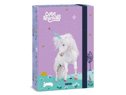 Box na sešity A4 Ars Una Cute Animals – jednorožec, lamino, gumička