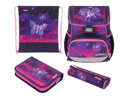 Školní aktovka 950 g v setu herlitz Loop+ - Unicorn