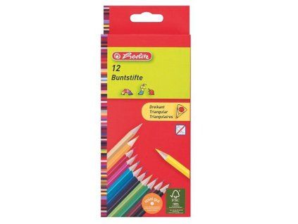 Herlitz pastelky trojhranné 12 barev – FSC, odolné, lakované