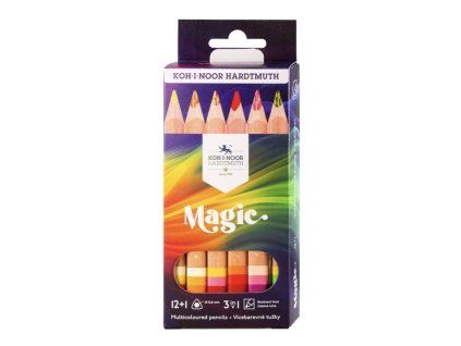 Pastelky KOH-I-NOOR MAGIC 12+1 – trojhranné, přírodní dřevo (s blenderem)