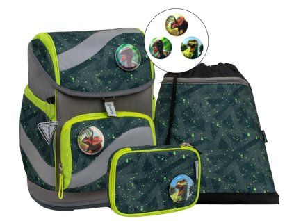 Školní batoh Belmil Smarty Green Splash – set s penálem a sáčkem