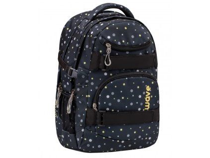 Školní batoh Belmil Wave Infinity Black & Yellow Dots