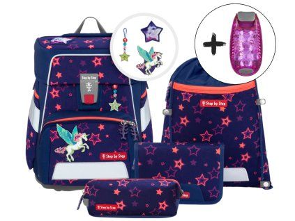 Školní aktovka Step by Step SPACE SHINE Pegasus Night Nuala – 5dílný set, AGR certifikát