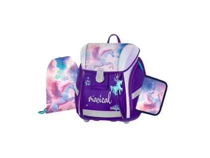 Školní aktovka pro prvňáčky Oxybag PREMIUM LIGHT Pegas Magical – školní set 3 ks