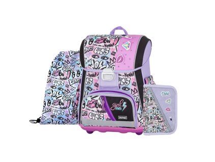 Školní aktovka pro prvňáčky Oxybag PREMIUM Funny Girl – školní set 3 ks