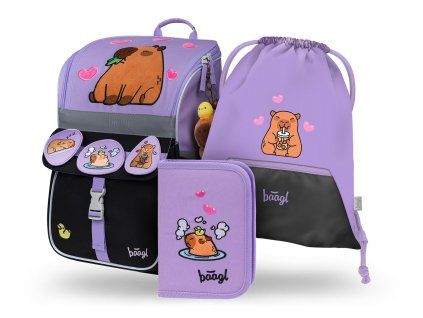 Školní set pro prvňáčky Baagl Zippy Kapybara – aktovka, penál a sáček