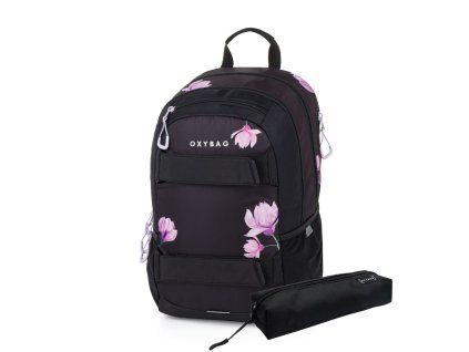 Studentský batoh + etue OXY Sport Flowers
