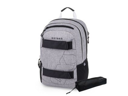 Studentský batoh + etue OXY Sport Grey Melange