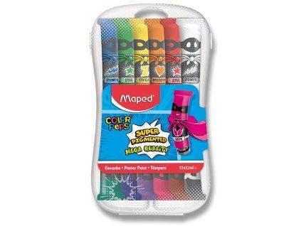 Temperové barvy Maped Color’Peps – 12 barev v tubách (12 × 12 ml)