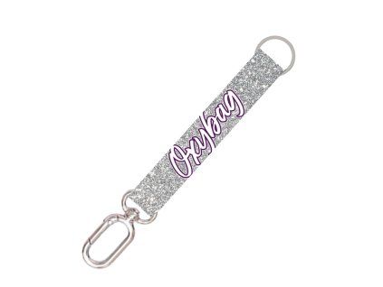 Klíčenka s karabinkou Oxybag Silver Glitter – krátká látková