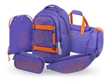 Školní set Baagl Skate Max Orange II 31 l – 5dílný set