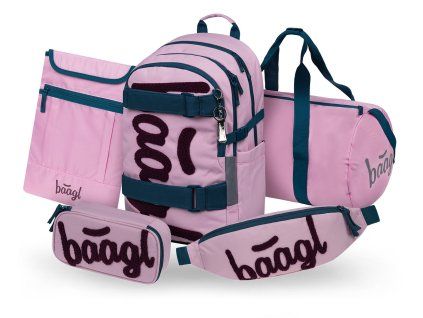 Školní set Baagl Skate Rose II – pětidílný růžový set od 3. třídy