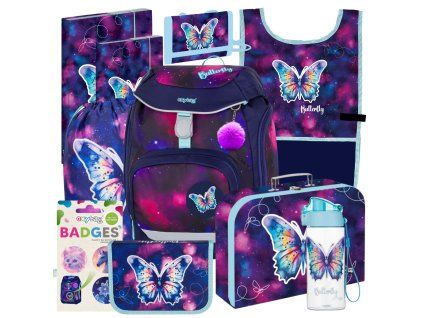 Školní set pro prvňáčky Oxybag OXY Sherpy Motýl – velký set 10 dílů