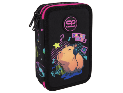 Školní penál CoolPack Jumper 2 zipy Kapybara Music – vybavený
