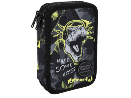 Školní penál 2 zipy CoolPack Jumper Dinopark vybavený