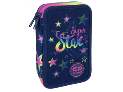 Školní penál 2 zipy CoolPack Jumper Stars vybavený