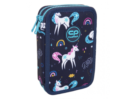 Školní penál 2 zipy CoolPack Jumper Mrs Unicorn vybavený