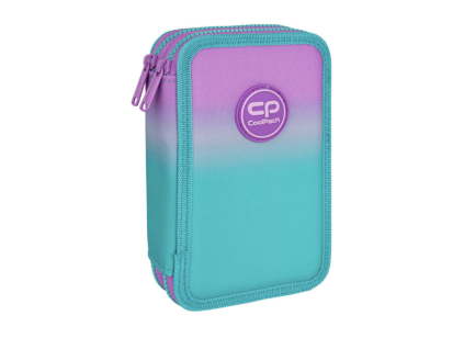 Školní penál 2 zipy CoolPack Jumper Gradient Blueberry vybavený