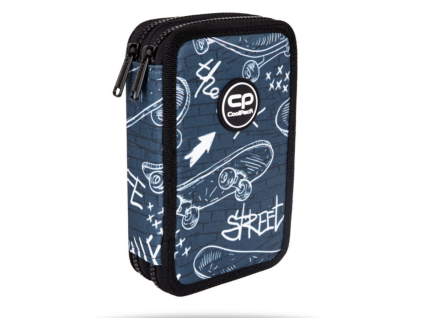 Školní penál 2 zipy CoolPack Jumper Skate Street Life vybavený