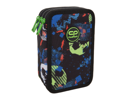 Školní penál CoolPack Jumper 3 Football Blue – vybavený 3 zipy