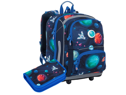 Školní aktovka Topgal BEBE 26013 Vesmírná mise set 2 díly pro prvňáčky