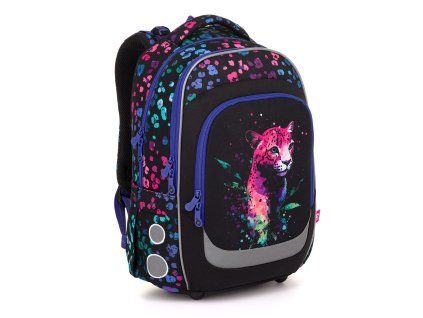 Školní batoh Topgal LORI 25074 s neonovým leopardem pro holky 2.–5. třída