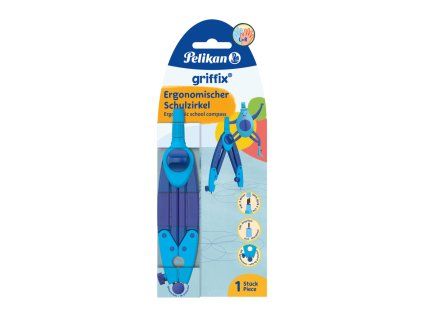 Kružítko Pelikan Griffix modré – ergonomické, školní, blistr