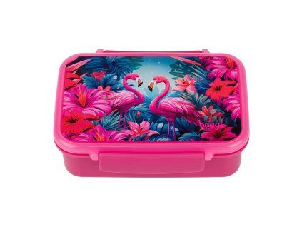 Box na svačinu Baagl Flamingo s přihrádkami 1,4 l