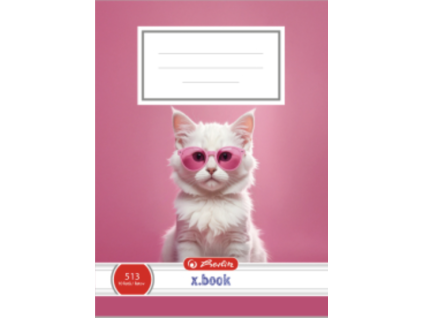Sešit A5 linkovaný 513 Herlitz Kočka Pink Glasses – 10 listů