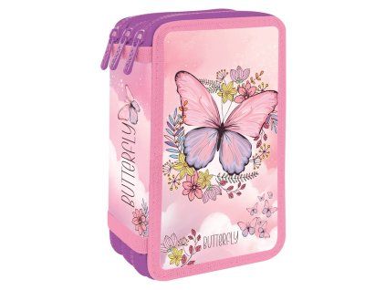 Školní penál třípatrový Butterfly – Motýl