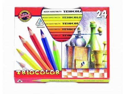 Trojhranné silné pastelky Koh‑i‑Noor Triocolor – 24 barev