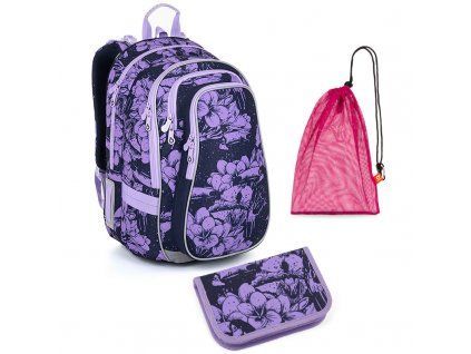 Školní batoh Topgal s květy LYNN 23008 SET MEDIUM