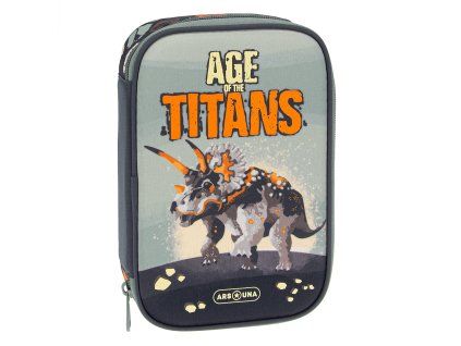 Velký školní penál Ars Una Age of the Titans šedý s klopou