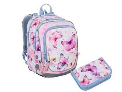 Lehoučký batoh Topgal s motýly ENDY 24002 SET SMALL