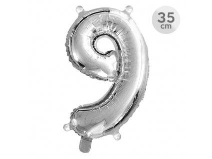 balon narozeninovy 35 cm cislo 9 stribrny