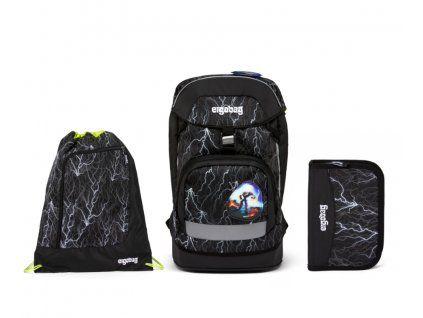 Školní batoh Ergobag v setu prime_Black reflexní