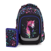 Školní set Topgal LORI 25074 2 díly s neonovým leopardem pro holky 2.–5. třída