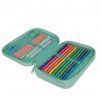 Školní penál 2 zipy CoolPack Jumper Pastel Powder Mint vybavený 1